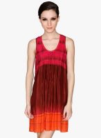 Label Ritu Kumar Red Coloured Printed Shift Dress