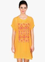 Label Ritu Kumar Yellow Coloured Embellished Shift Dress