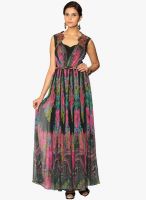 Label Ritu Kumar Black Coloured Printed Maxi Dress