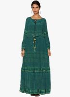 Label Ritu Kumar Green Coloured Printed Maxi Dress