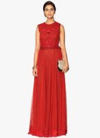 Label Ritu Kumar Red Coloured Embellished Maxi Dress