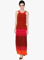 Label Ritu Kumar Red Coloured Printed Maxi Dress