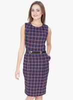 SVT ADA Collection Navy Blue Checked Bodycon Dress