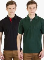 100Tees Pack Of 2 Multicoloured Solid Polo T-Shirt