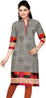 ALC Creations Casual, Formal Printed, Geometric Print Women's Kurti(Beige, Black)