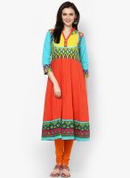 Aum Rust Printed Anarkali