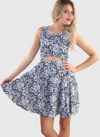 Belle Fille White Colored Printed Skater Dress