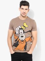 Disney Brown Printed Round Neck T-Shirts