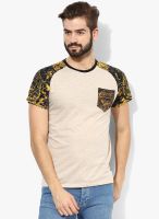 Superman Beige Printed Round Neck T-Shirt