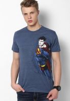 Superman Blue Printed Round Neck T-Shirts