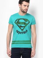 Superman Green Printed Round Neck T-Shirts