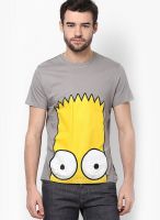 The Simpsons Grey Printed Round Neck T-Shirts