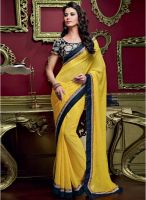 Vishal Yellow Embellished Saree