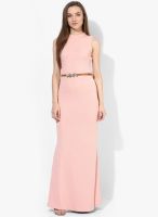 AND Pink Colored Solid Maxi Dress