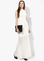 AND White Colored Solid Maxi Dress