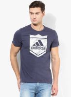 Adidas Crown Logo Navy Blue Training Round Neck T-Shirt