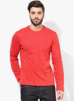 Allen Solly Red Solid Round Neck T-Shirt