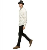 American Swan Men's Solid Casual White Shirt
