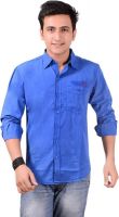 Anry Men's Solid Casual Blue Shirt
