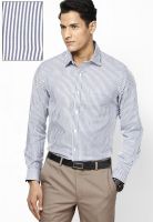 Arrow Navy Blue Striped Slim Fit Formal Shirt