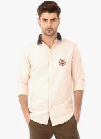 Basics Beige Solid Casual Shirt