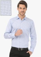 Basics Blue Checks Regular Fit Casual Shirt