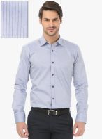 Basics Blue Striped Slim Fit Casual Shirt