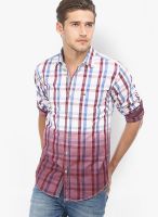 Basics Checks Purple Casual Shirt