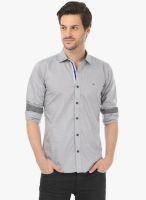 Basics Grey Solid Slim Fit Casual Shirt