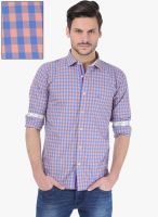 Basics Pink Checks Slim Fit Casual Shirt