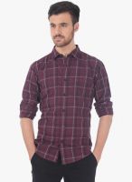 Basics Purple Checked Slim Fit Casual Shirt