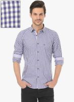 Basics Purple Checks Slim Fit Casual Shirt