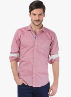 Basics Red Solid Slim Fit Casual Shirt