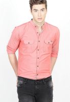 Basics Solid Red Slim Fit Casual Shirt