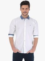 Basics White Solid Slim Fit Casual Shirt