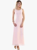 Belle Fille Peach Colored Solid Maxi Dress