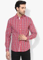 Blue Saint Red Checked Slim Fit Casual Shirt