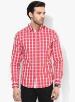Blue Saint Red Checked Slim Fit Casual Shirt