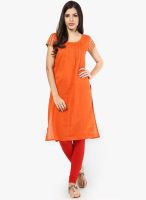 Bohemyan Blue Orange Solid Kurta