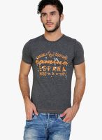 Camino Grey Printed Round Neck T-Shirts