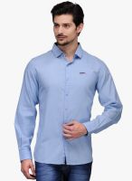 Canary London Blue Solid Slim Fit Casual Shirt