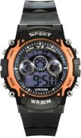 Castech Multifunctional Orange on Black Sports 7 Light Digital Watch - For Boys