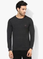 Cloak & Decker by Monte Carlo Dark Grey Solid Round Neck T-Shirt