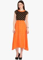 Cottinfab Orange Printed Shift Dress