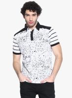 Cult Fiction White Printed Polo T-Shirt