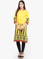 Divina Yellow Printed Kurtis