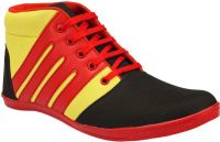 Drivn Ankle Length Casual Sneakers(Black, Red)