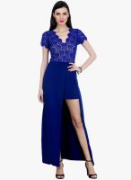 Faballey Blue Colored Embroidered Asymmetric Dress