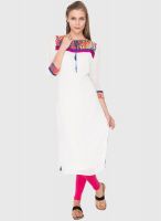 Folklore Off White Solid Kurta