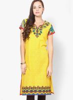 G Yellow Printed Kurta